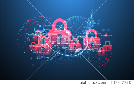Data security Illustrates cyber data or information privacy idea. Color abstract  technology background. 137817738