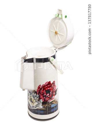 Old fashioned retro vintage thermos isolated on white 137817780