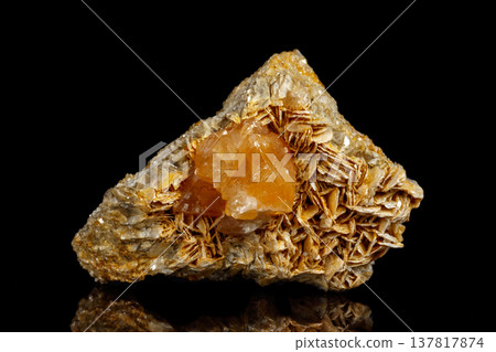 Macro Mineral Stone Sheelit on a black background 137817874
