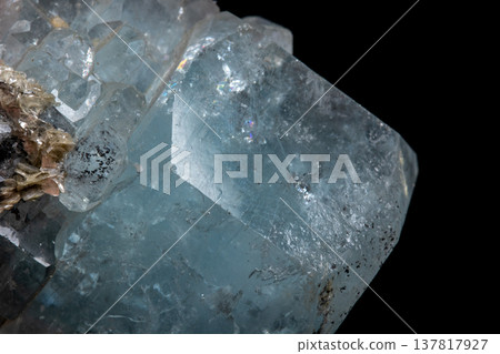 Macro mineral stone Aquamarine on a black background Macro mineral stone Aquamarine on a black background 137817927