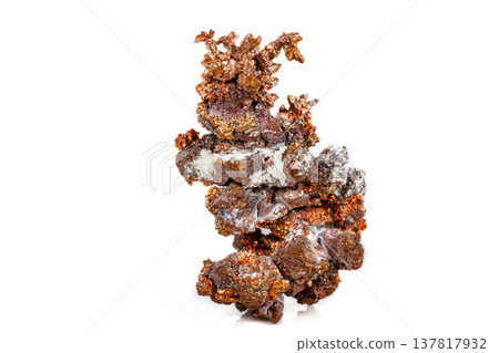 Macro mineral stone Copper on white background 137817932