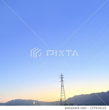 Transmission line and sunset 137818122