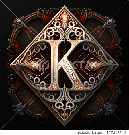 Luxury ornamental letter K in the style of Gothic. Computer generated graphics. Luxury ornamental letter K in the style of Gothic. Computer generated graphics. 137818244