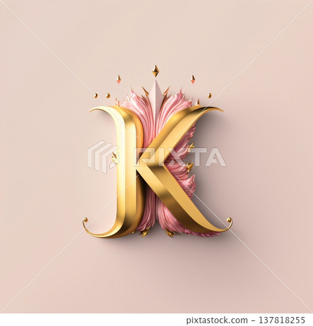 Crown with pink and golden crown on the letter K. 3d rendering Crown with pink and golden crown on the letter K. 3d rendering 137818255