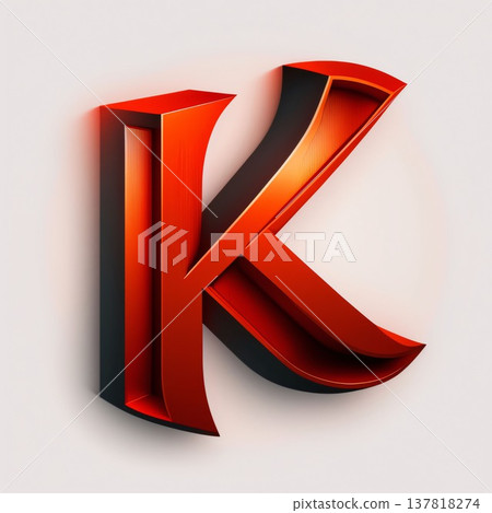 3d letter K uppercase. 3d font with shadow 137818274