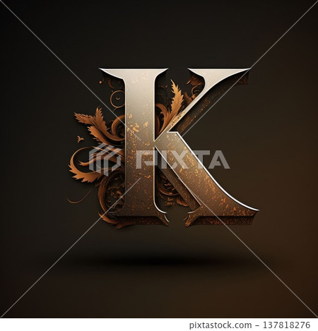 K letter with ornament in the style of baroque. Vector letter 137818276