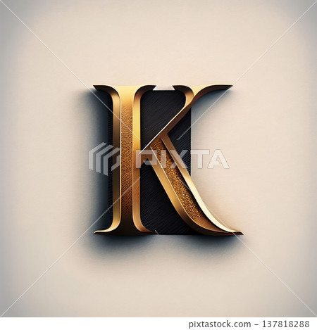 Vintage gold and black letter K uppercase. 3d render Vintage gold and black letter K uppercase. 3d render 137818288