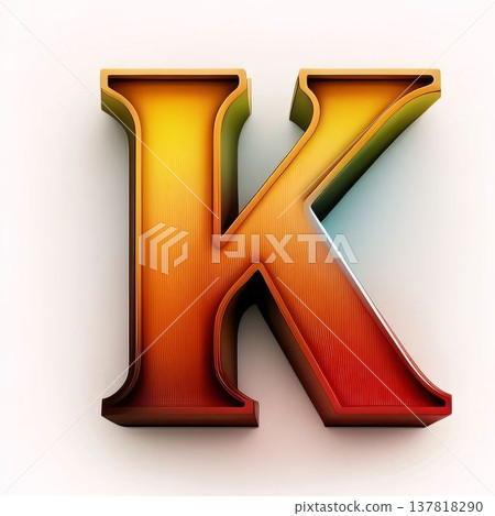letter k 3d made in 3D graphics gold and orange color 137818290