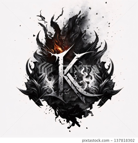 Burning letter K in the form of a fire. Vector illustration. Burning letter K in the form of a fire. Vector illustration. 137818302