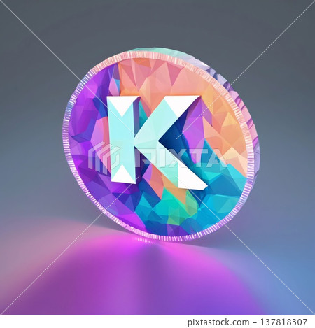 K letter in polygonal style. 3d vector illustration. 137818307