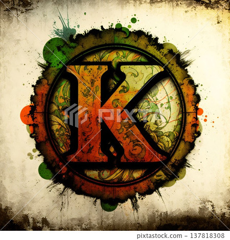 Grunge background with capital letter K - Grunge design 137818308