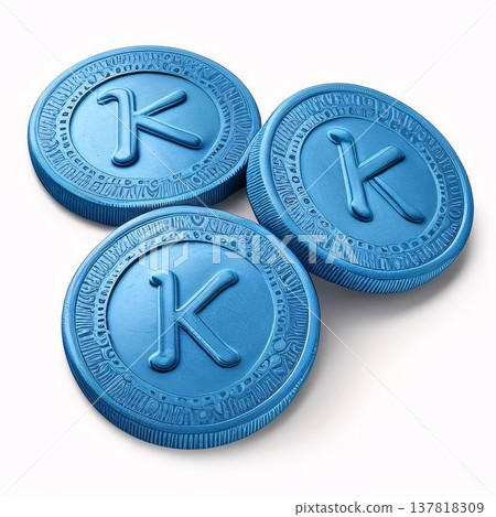 3d rendering of the letter K in blue seal on white background 137818309