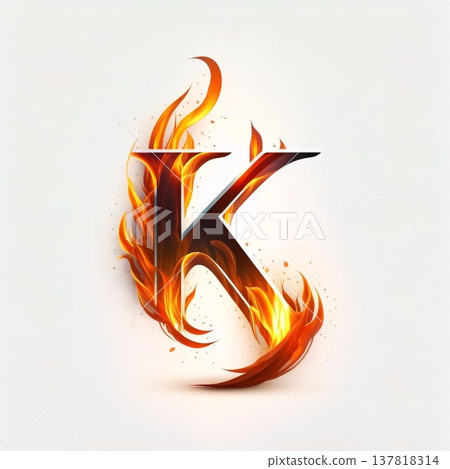 K letter in the form of a fiery explosion. Vector illustration. 137818314