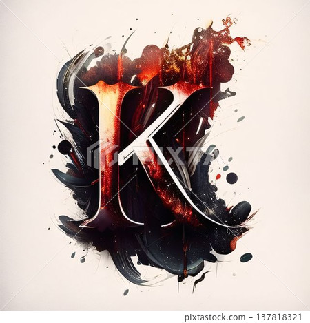 Colorful Grunge Letter K on white background. 3D illustration. Colorful Grunge Letter K on white background. 3D illustration. 137818321