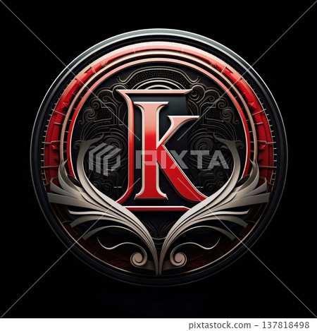 Luxury Letter K in Black and Red with Elegant Design 137818498