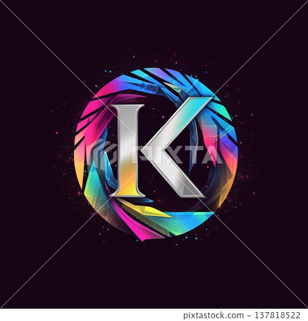 K letter logo icon design with colorful rainbow colors on black background. K letter logo icon design with colorful rainbow colors on black background. 137818522