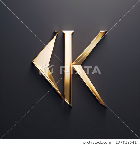 3d render of letter K in gold on a black background. 137818541