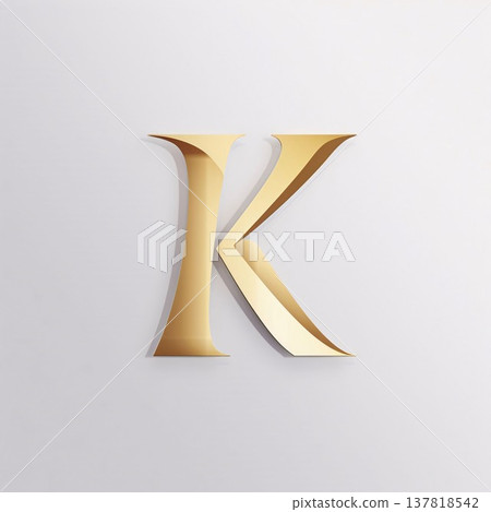 Gold letter K isolated on white background. 3d render illustration. 137818542