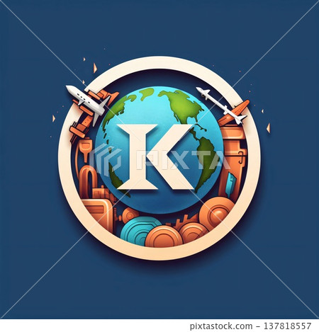 Vector illustration of the planet Earth with the letter K in the center. Vector illustration of the planet Earth with the letter K in the center. 137818557