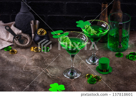 Green cocktail for St. Patrick day Green cocktail for St. Patrick day 137818601