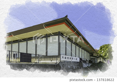 Watercolor-style painting of Maizuru Park, Korokan Ruins Exhibition Hall, Fukuoka City, Fukuoka Prefecture Watercolor-style painting of Maizuru Park, Korokan Ruins Exhibition Hall, Fukuoka City, Fukuoka Prefecture 137818622