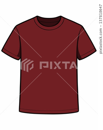 Vector Illustration (Mockup) of Front View of Plain T-Shirt 137818647
