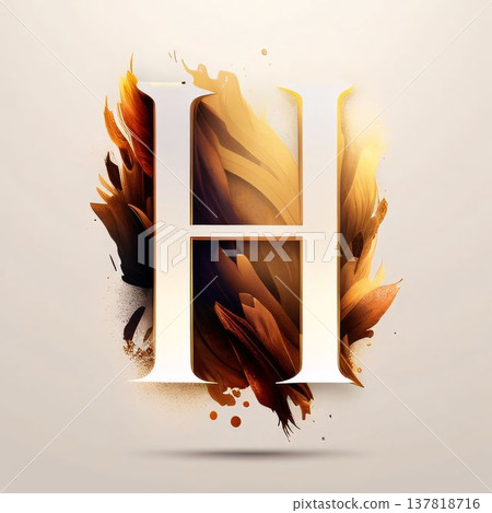 Letter H with abstract paint splashes, vector design template elements. Letter H with abstract paint splashes, vector design template elements. 137818716