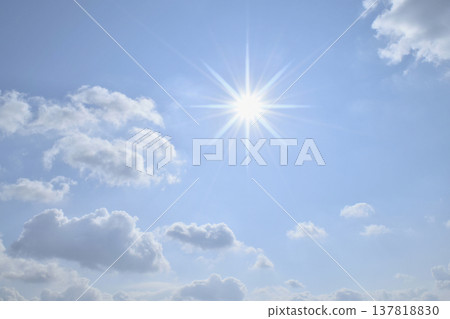 Blue sky and sun, direct sunlight (Fix photo) 137818830