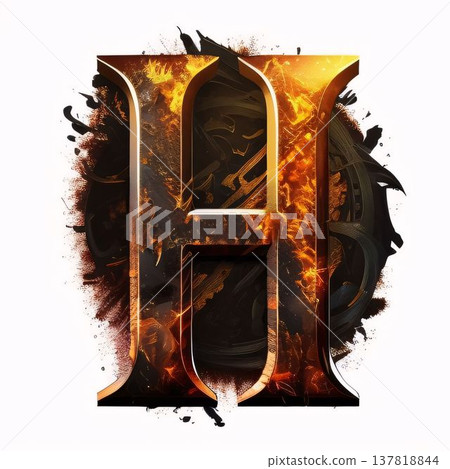 grunge letter with fire and smoke isolated on a white background letter H grunge letter with fire and smoke isolated on a white background letter H 137818844