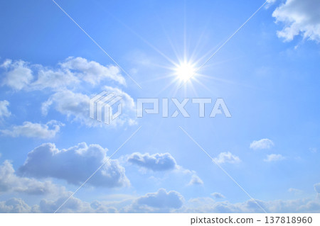 Blue sky and sun, direct sunlight (Fix photo) 137818960