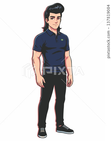 Vector Illustration of a Handsome Young Man Cartoon Character Standing Full Body 137819084
