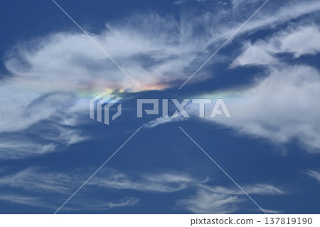 Circumhorizontal arc, iridescent cloud Circumhorizontal arc, iridescent cloud 137819190