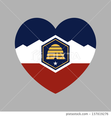 Flag of the state of Utah heart shaped icon. Badge in heart shape State Utah flag. Button, banner Utah New flag. Flag of the state of Utah heart shaped icon. Badge in heart shape State Utah flag. Button, banner Utah New flag. 137819276