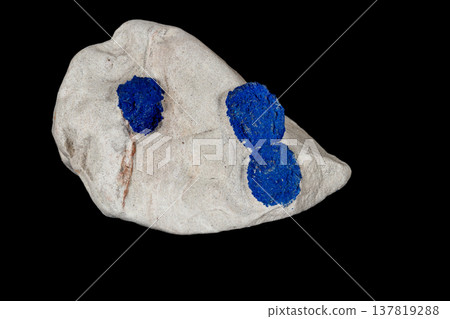 Macro mineral stone Azurite in siltstone against black background 137819288