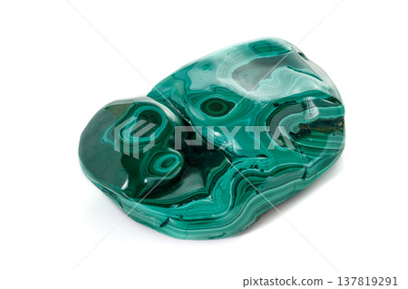 Malachite macro mineral stone on a white background Malachite macro mineral stone on a white background 137819291