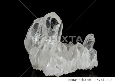 Macro mineral stone rhinestone, rock crystal on a black background 137819298