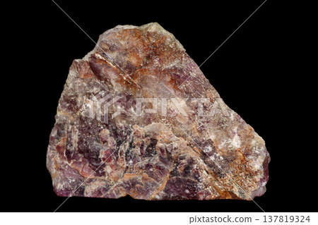 Macro stone mineral Fluorite on a black background 137819324