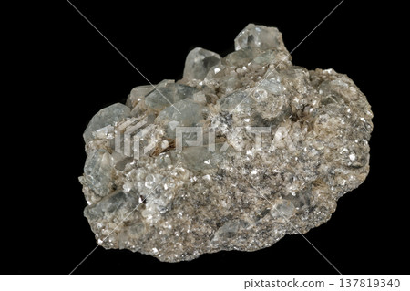 Macro stone aquamarine mineral on a black background Macro stone aquamarine mineral on a black background 137819340