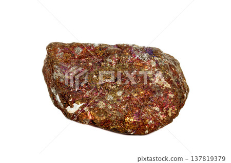 Macro stone Bornite mineral on white background 137819379