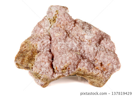 Macro stone cobalt calcite mineral on white background Macro stone cobalt calcite mineral on white background 137819429
