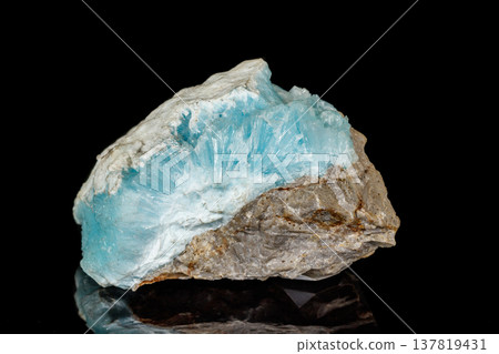 Macro stone cobalt calcite mineral on a black background Macro stone cobalt calcite mineral on a black background 137819431
