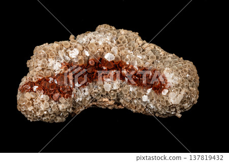 Macro stone Aragonite mineral on a black background Macro stone Aragonite mineral on a black background 137819432