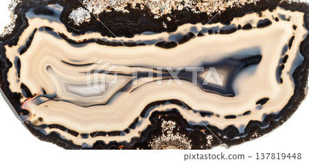 Macro stone Agate mineral on white background Macro stone Agate mineral on white background 137819448