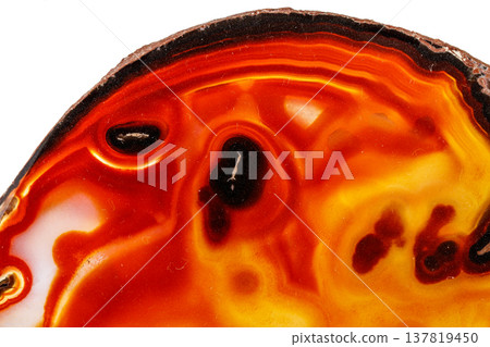 Macro stone Agate mineral on white background 137819450