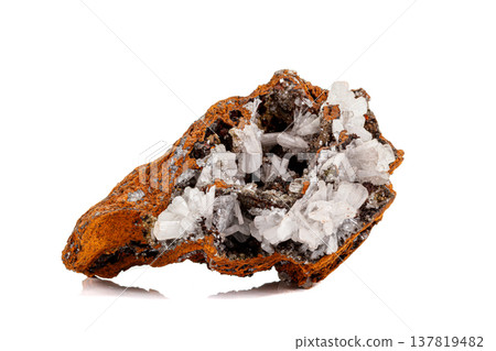 Macro mineral stone crystals Hemimorphite rock on a white background Macro mineral stone crystals Hemimorphite rock on a white background 137819482