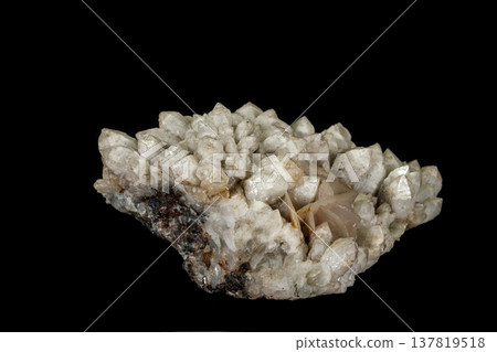 Macro mineral stone quartz calcite on a black background 137819518