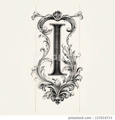 Luxury capital letter I in baroque style. Vintage element for design. Luxury capital letter I in baroque style. Vintage element for design. 137819713