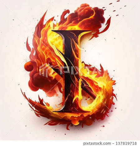 Letter I in the form of a fiery explosion. Vector illustration. Letter I in the form of a fiery explosion. Vector illustration. 137819718