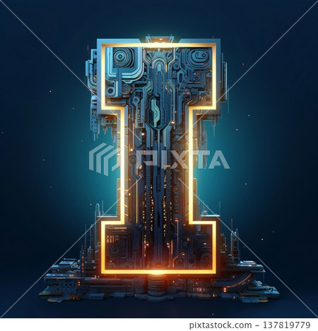 Futuristic font. Letter I. 3d rendering abstract Futuristic font. Letter I. 3d rendering abstract 137819779