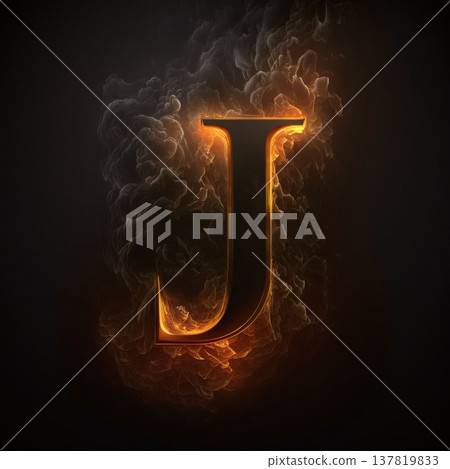 Burning letter J in the form of a fire on a black background Burning letter J in the form of a fire on a black background 137819833